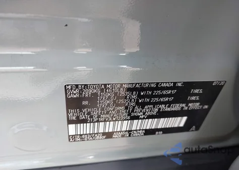 2020 Toyota Rav4 Xle из США, поврежденный, VIN 2T3P1RFV3LW123956